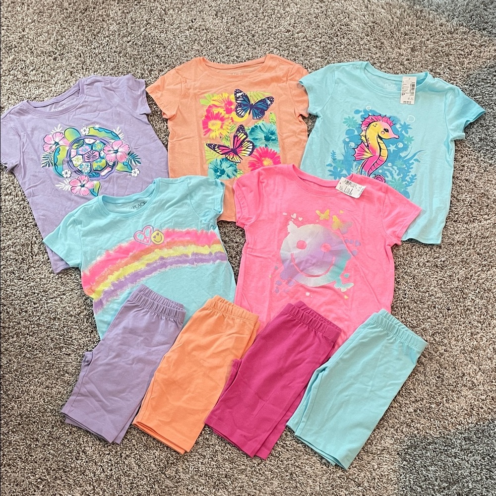 Children’s Place Girls Colorful Short Sleeve & Shorts set NEW